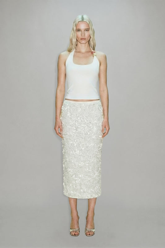 Chloe Midi Skirt in White — ATOIR