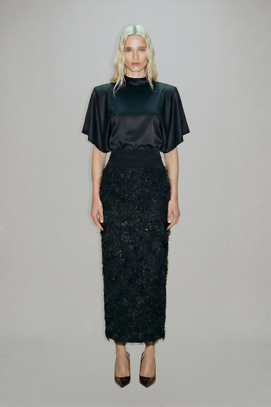 Nina Fringe Skirt in Black — ATOIR