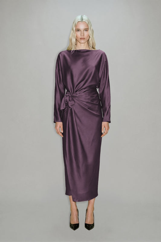 Noa Midi Dress in Plum — ATOIR