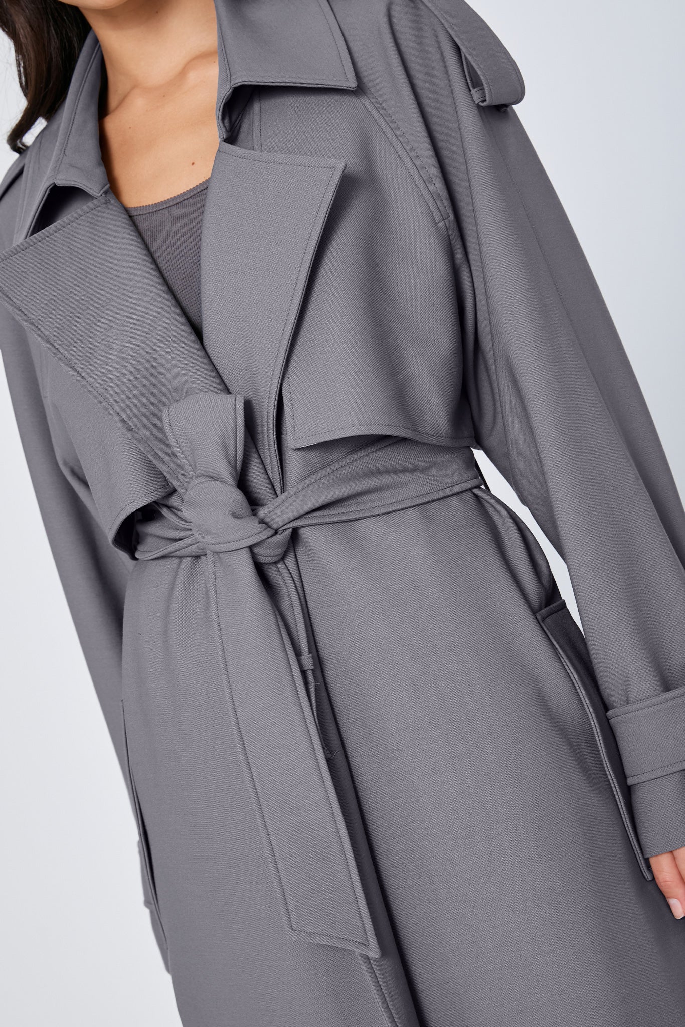 Gray on sale trench coat