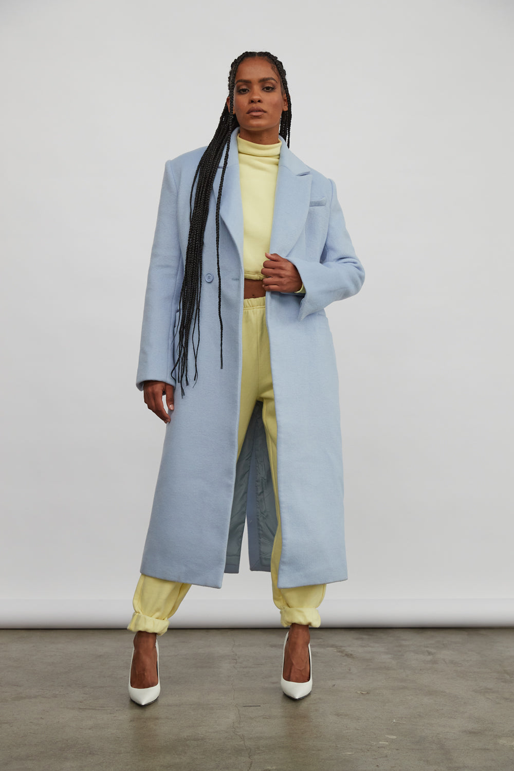 Baby blue duster coat sale